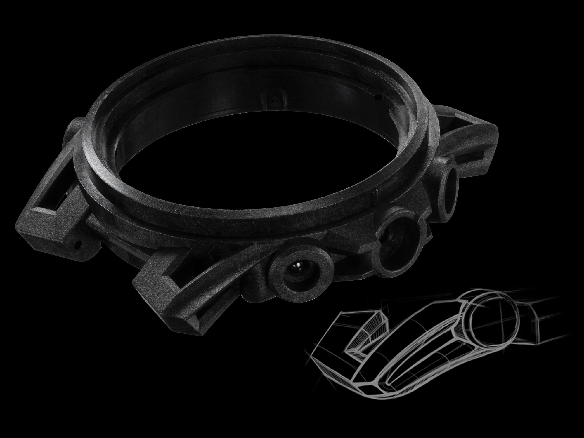 Le boîtier séparé de l'EDIFICE ECB-40MU en noir-gris.