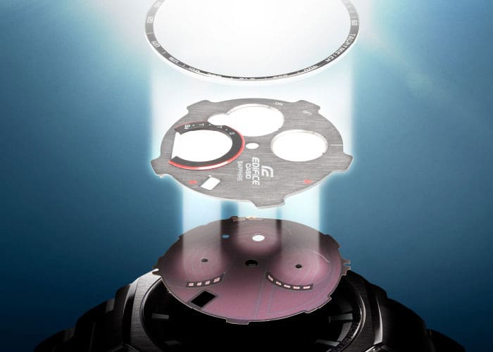 Graphique des composants du boîtier de la montre solaire EQB-1100TMS-1A