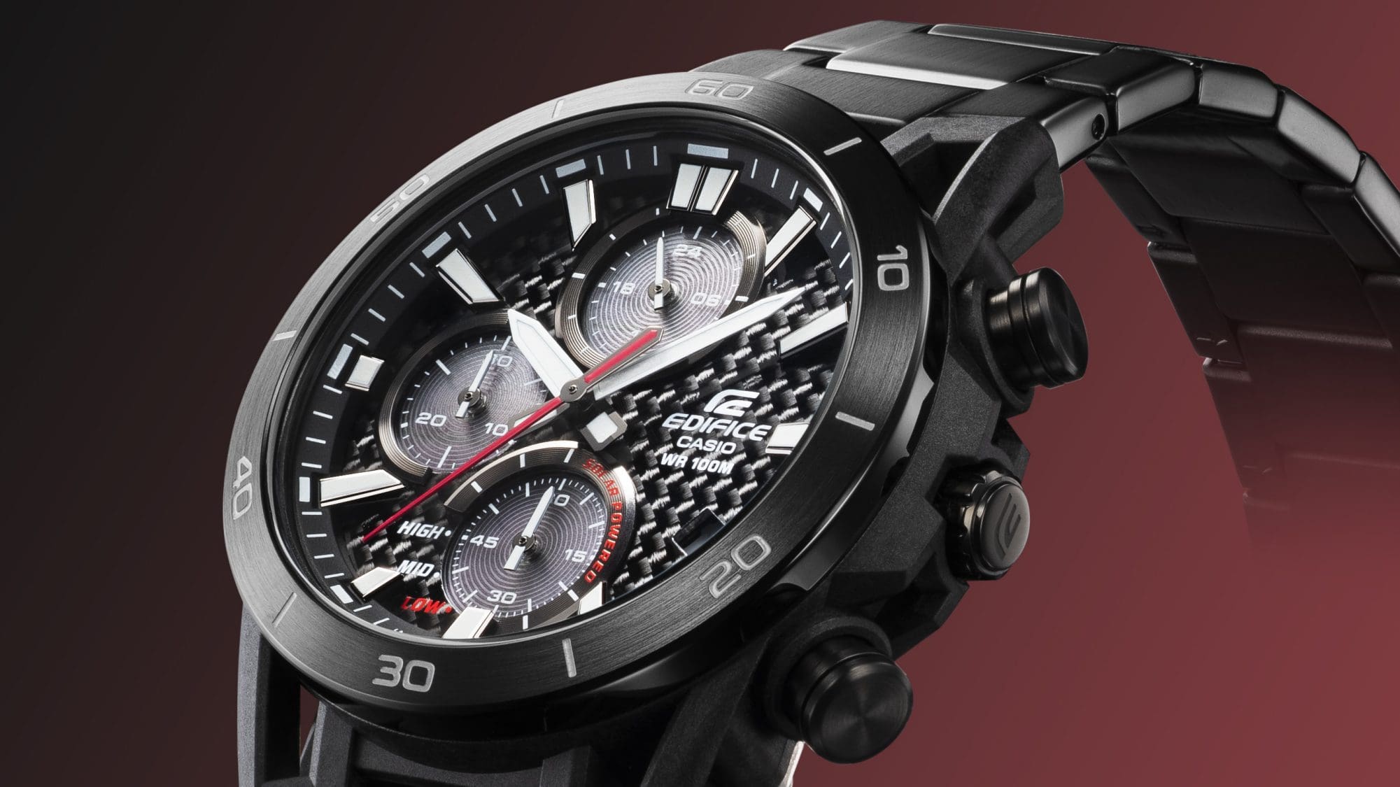 Vue latérale du chronographe Casio Edifice EQS-960