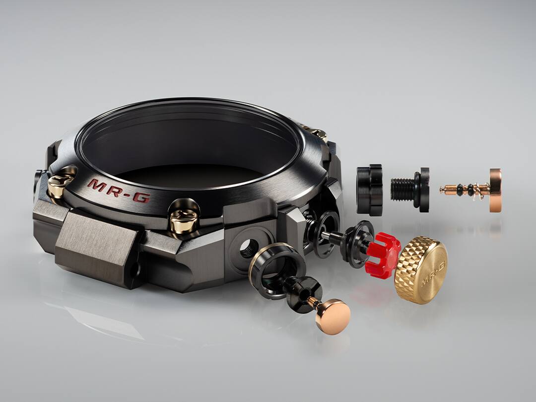 Pièces détachées de la MRG-B2000SG-1A : couronne, boutons, vis et pièces de protection