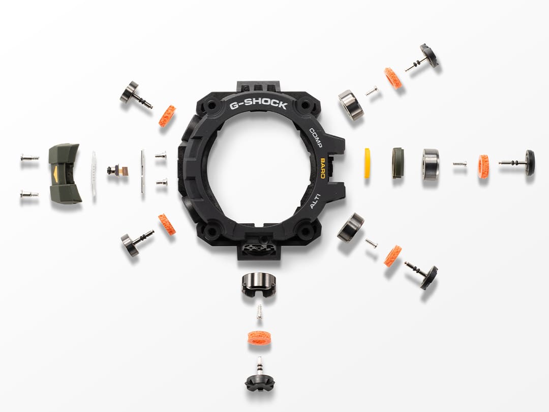 GW-9500-3 Tous les boutons, cylindres en acier inoxydable, tiges de boutons et joints disposés individuellement autour du boîtier