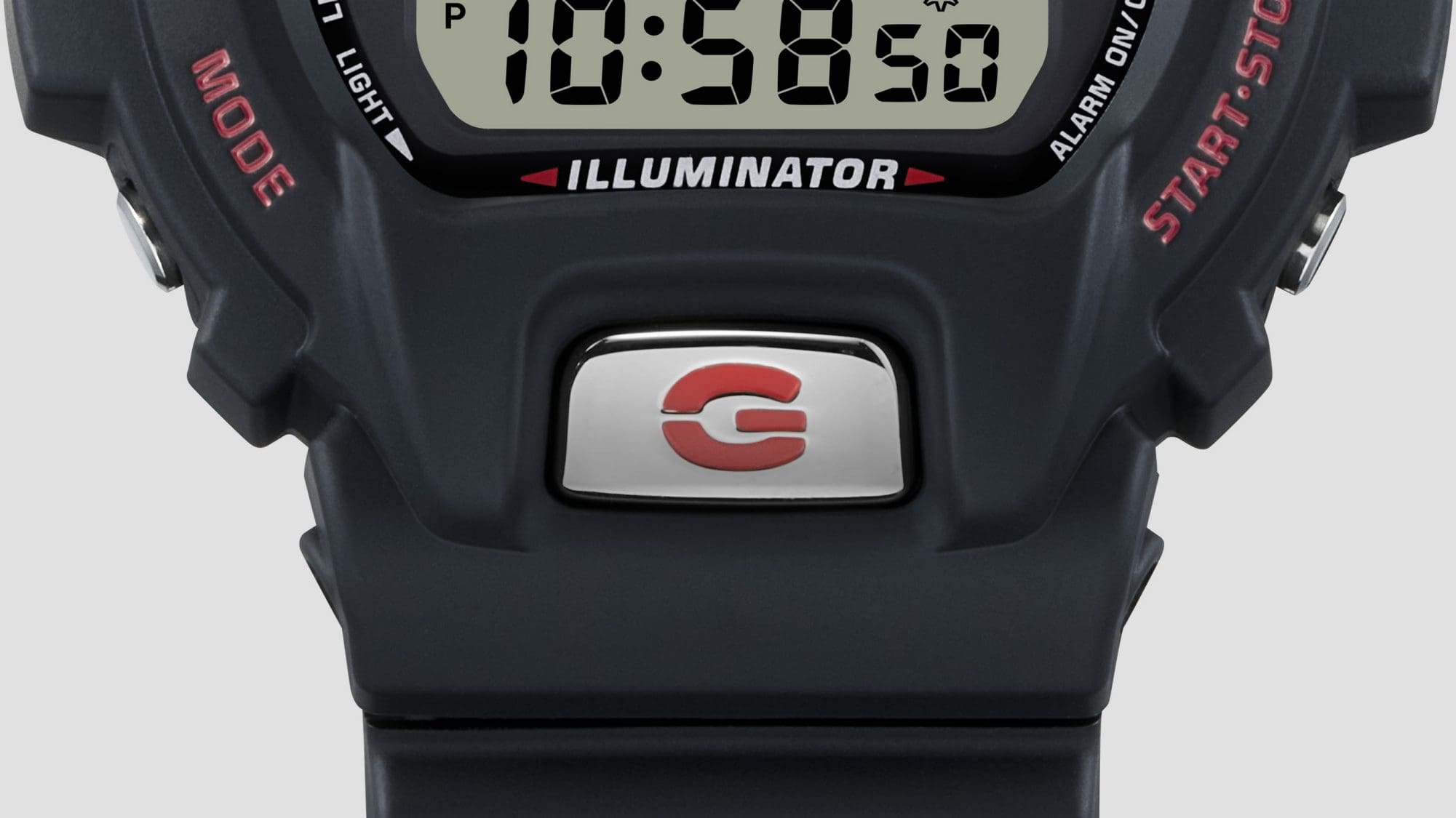 Le bouton sur le devant de la DW-6900 est désormais métallique et se pare d’un « G » rouge
