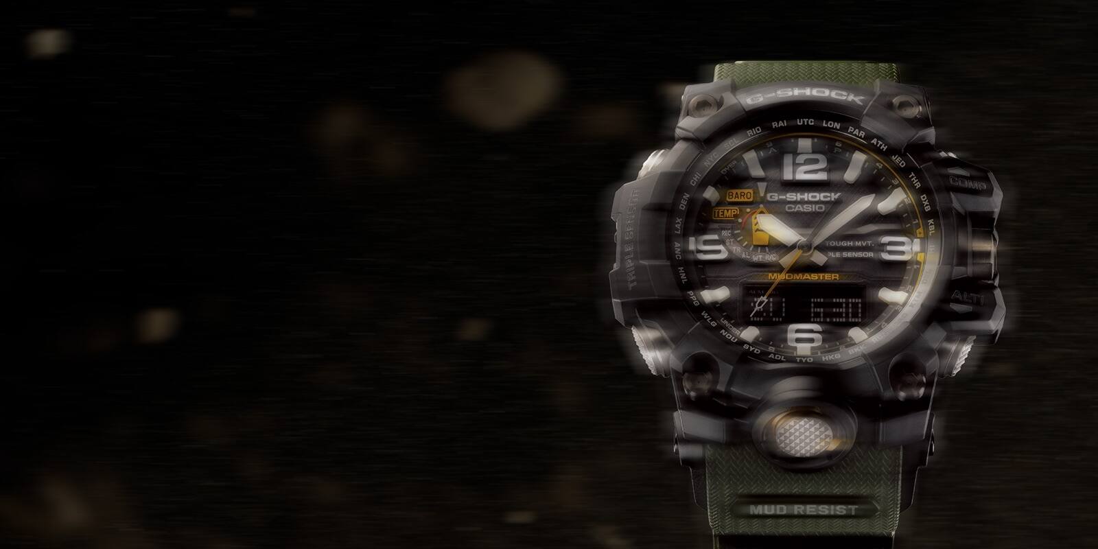 Une photo floue d'une Casio Mudmaster GWG-1000-1A3