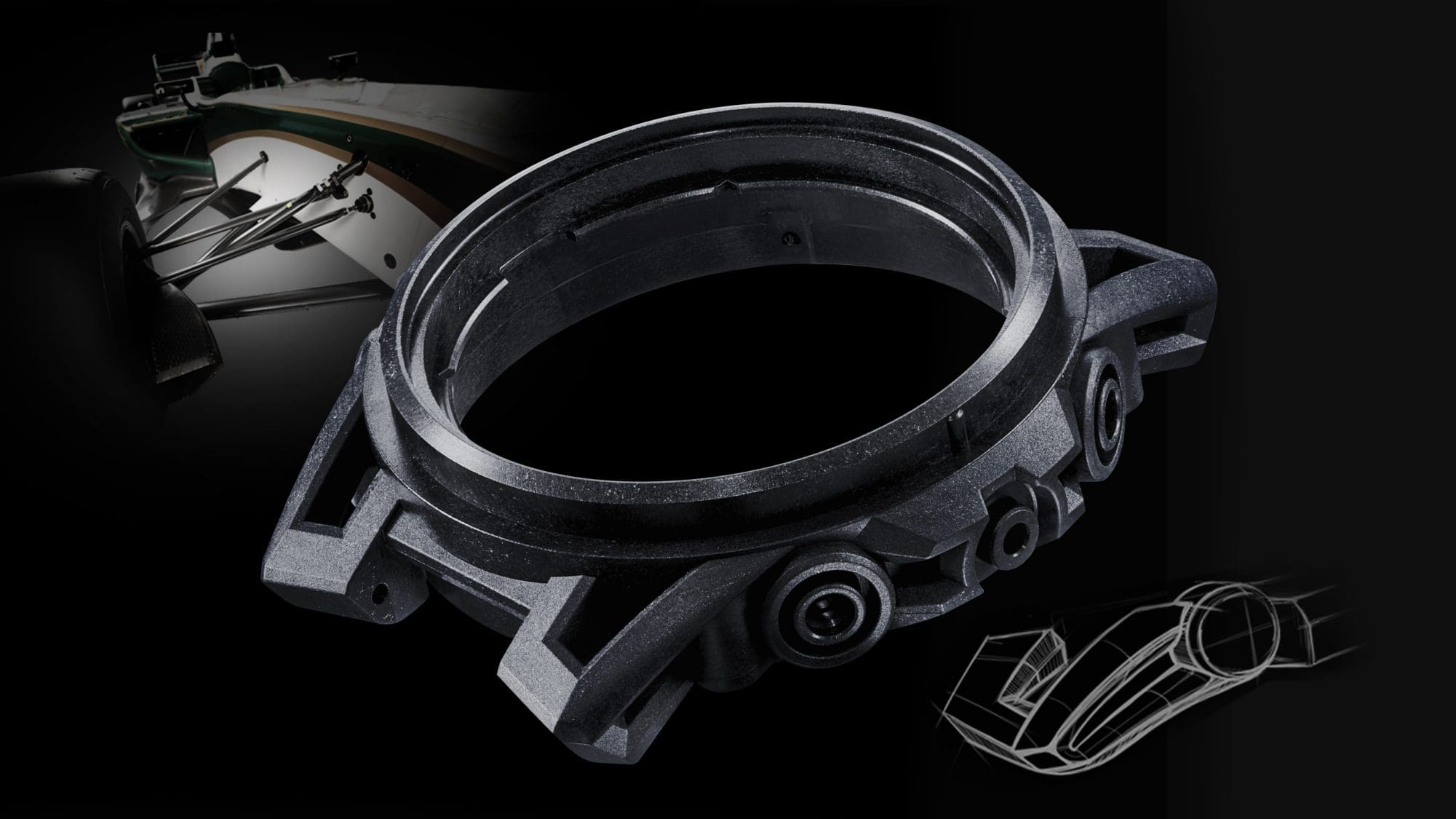 Casing resin yang diperkuat serat karbon dengan desain lengan suspensi