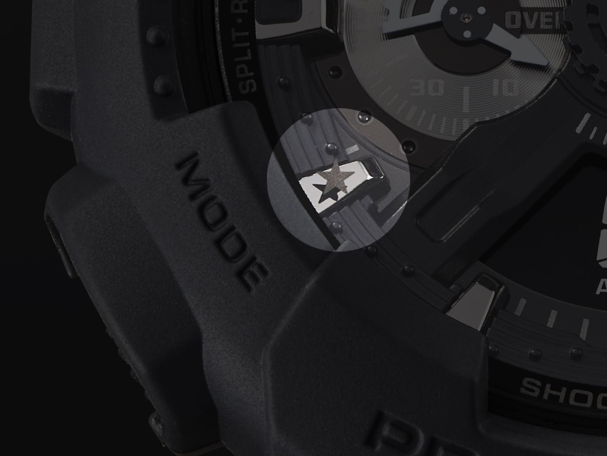 Dettaglio della stella nella posizione delle ore 8 sul quadrante