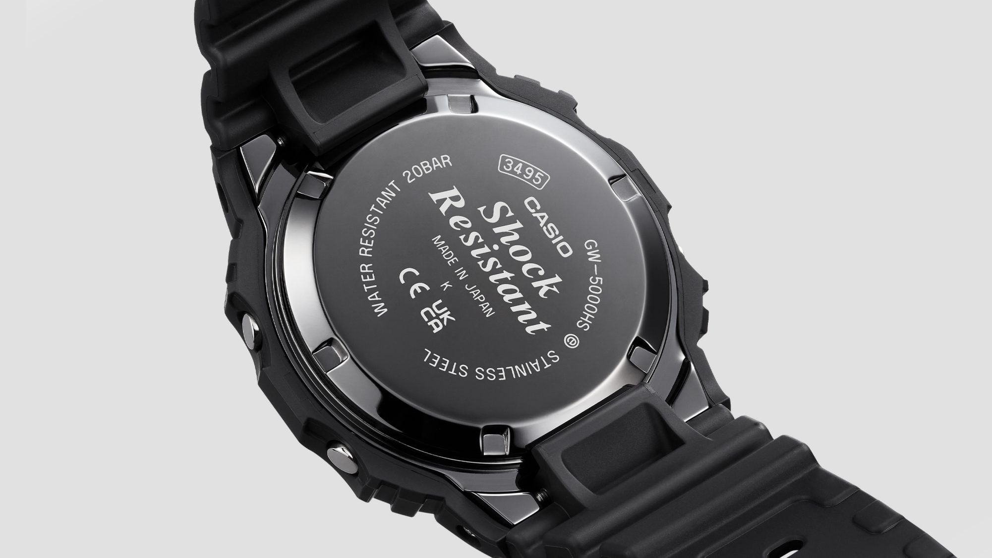 Fondello a vite del GW-5000 con incisione “Shock Resistant”.