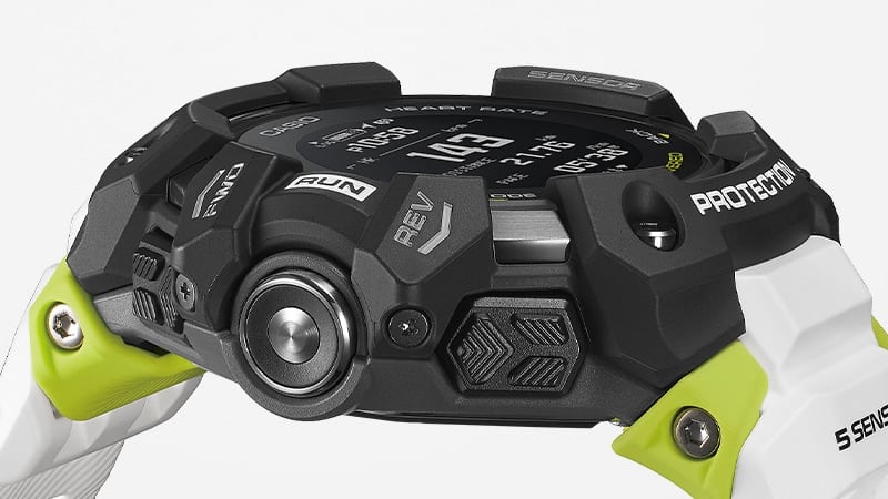 Vista del lato della cassa dell'orologio da corsa G-Squad GBD-H1000-1A7