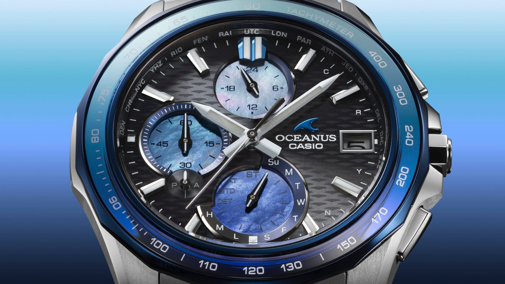 OCW-S7000APの阿波藍と白蝶貝がポイントの時計画像