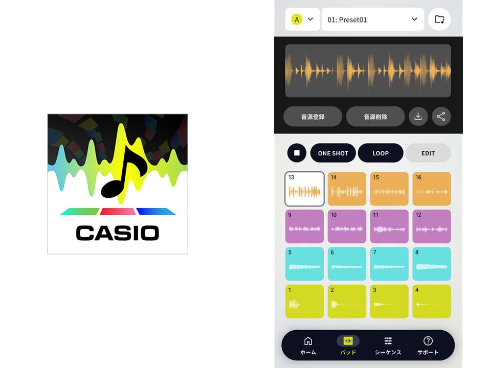 CASIO Sampler APPのアプリアイコンと画面表示のイメージ画像