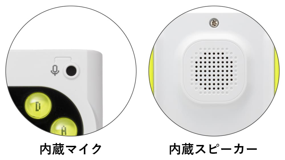 内蔵マイクと内蔵スピーカーの写真