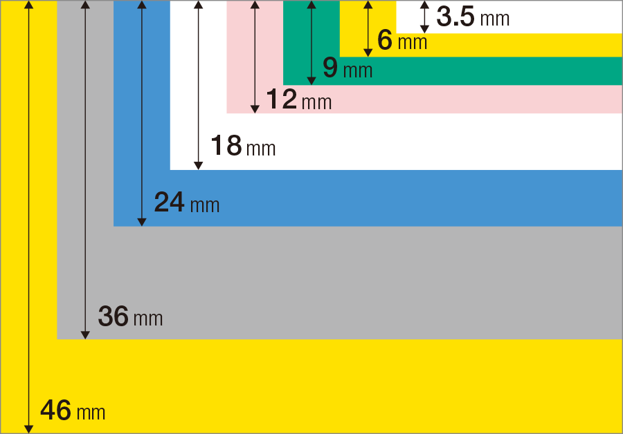 3.5mm～46mmのテープに対応