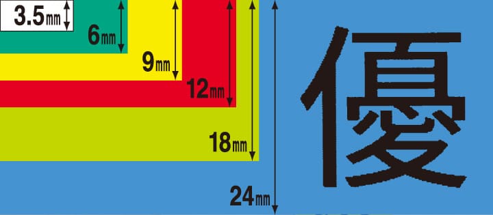 最大印刷幅18mm（24mm幅テープ使用時）