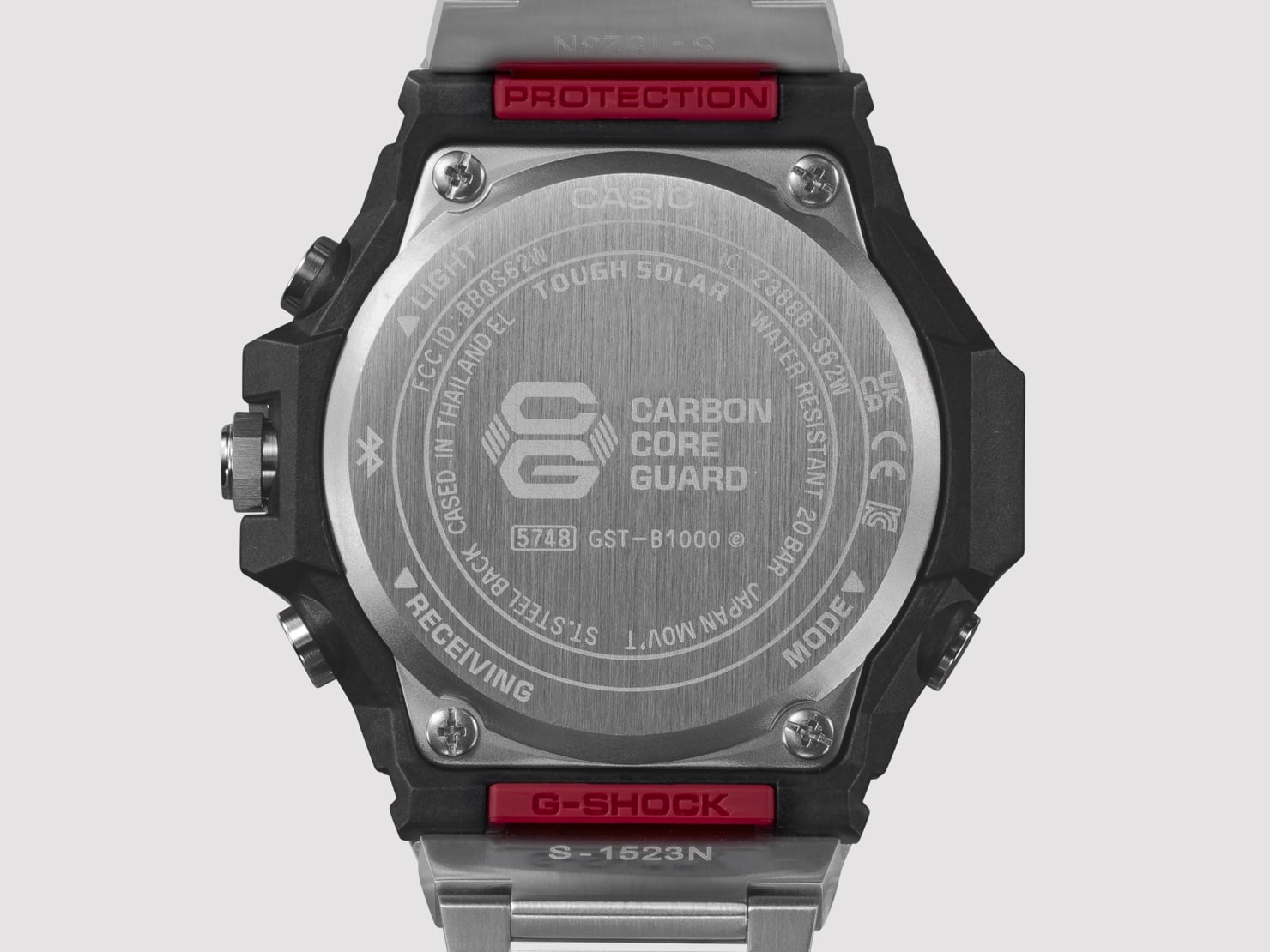 Achteraanzicht van de GST-B1000 lunette met gravure “Carbon Core Guard”.
