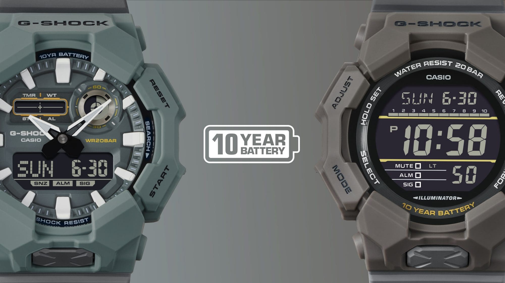 Uurwerk met lange levensduur en een batterijlevensduur van ongeveer 10 jaar