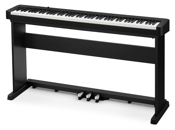 De Compact Digitale Piano CDP-S160 op de CS-470P standaard met geïntegreerd 3-weg pedaal