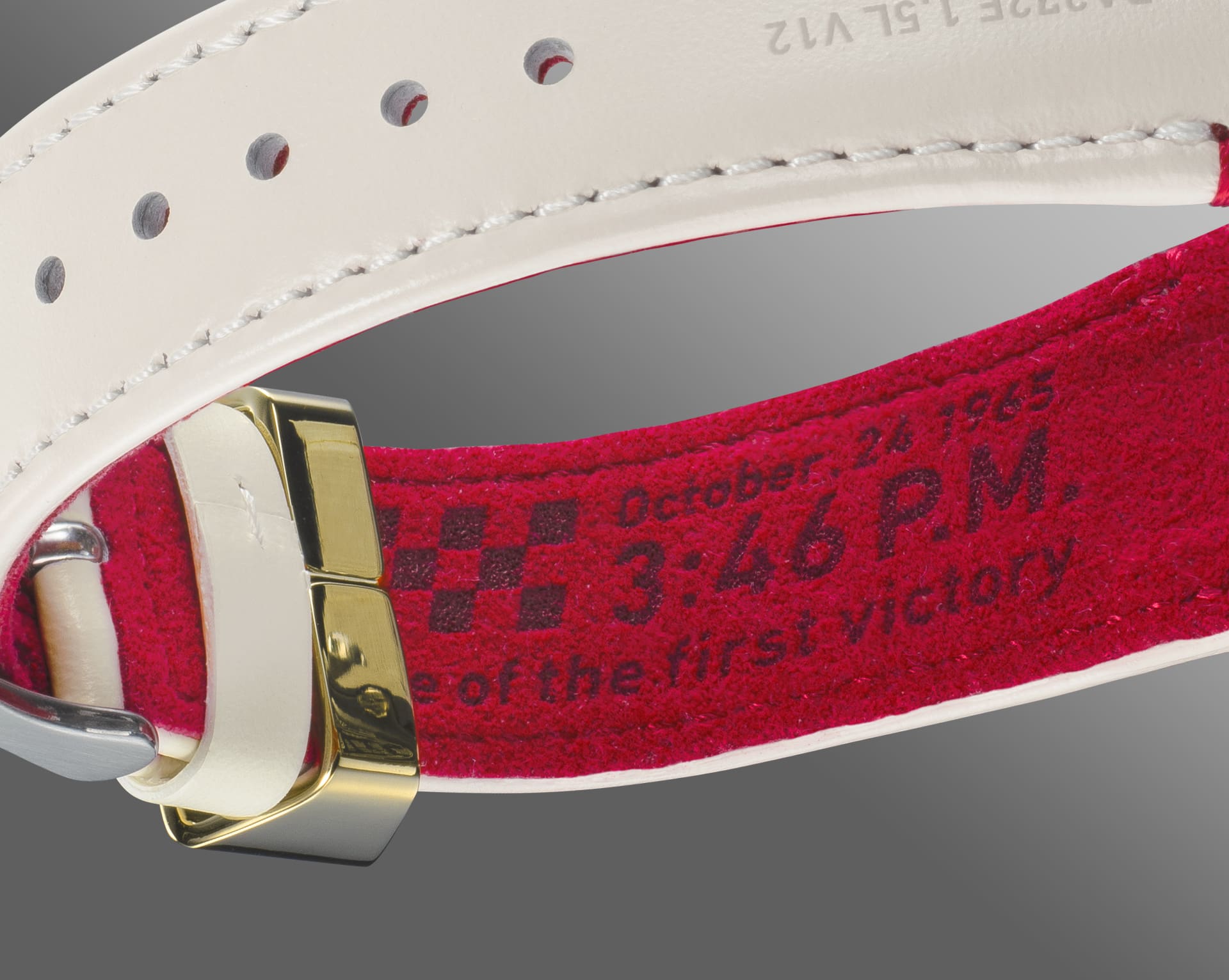 Fotografia do interior da banda com a data e a hora da inspeção