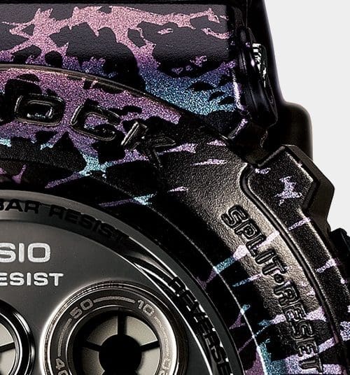 Grande plano da caixa em mármore preto-metálico do Casio G-Shock GD-X6900PM-1