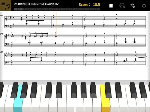 Tela de partitura do aplicativo CASIO Music Space