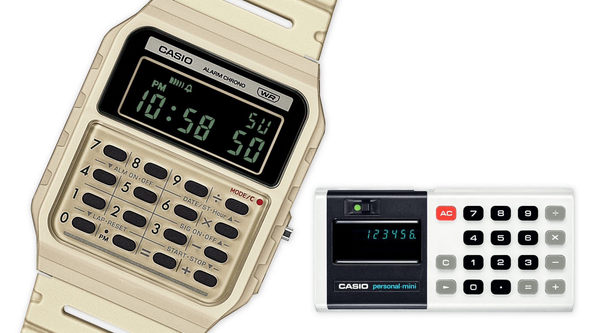ดีไซน์และสีที่แสดงความเคารพต่อเครื่องคิดเลข Casio Mini