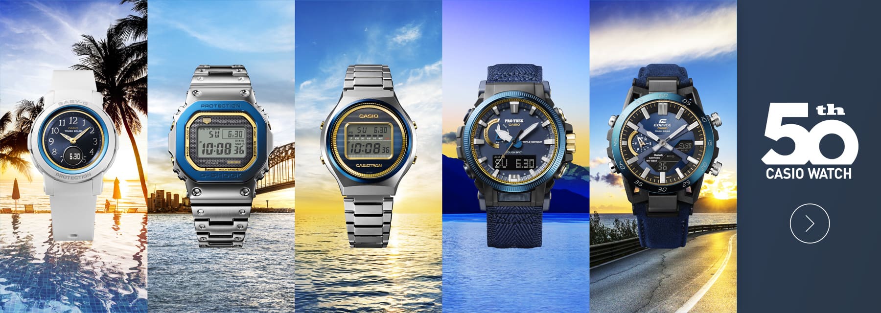 CASIO 手錶 50 週年橫額